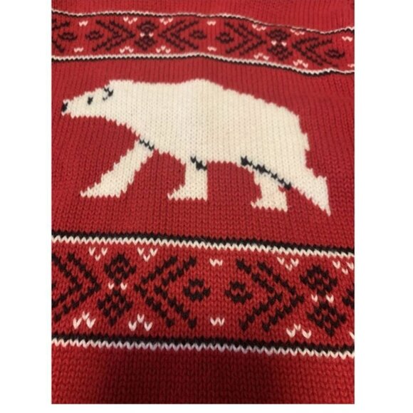 Chaps Cotton Red Mock Neck Polar Bear Fair Isle Knit Sweater Size XXL - Picture 8 of 8
